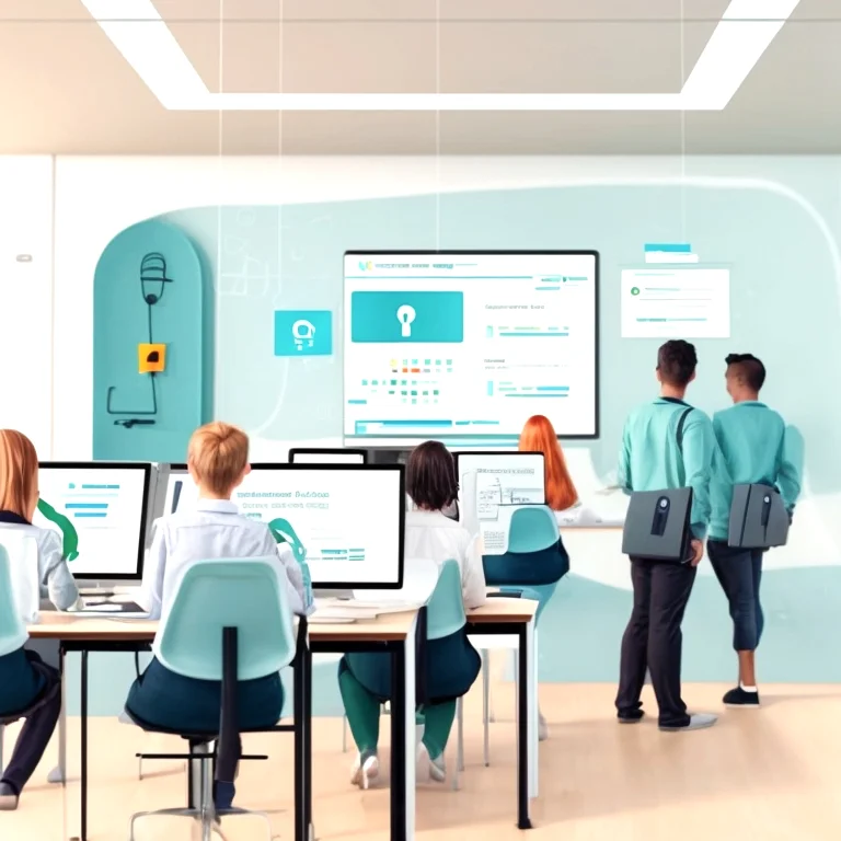 A student engaged in an interactive cybersecurity training session